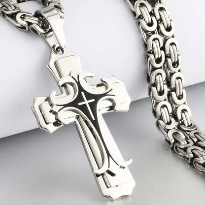 Men's Stainless Steel Trinity Cross Necklace