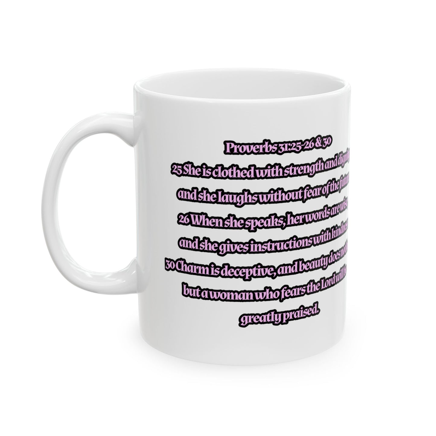 11oz Pink Knight Coffee Mug With Scripture