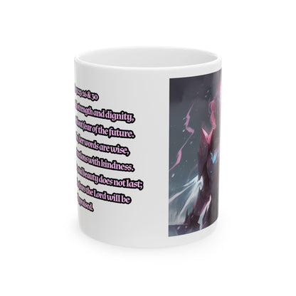 11oz Pink Knight Coffee Mug With Scripture