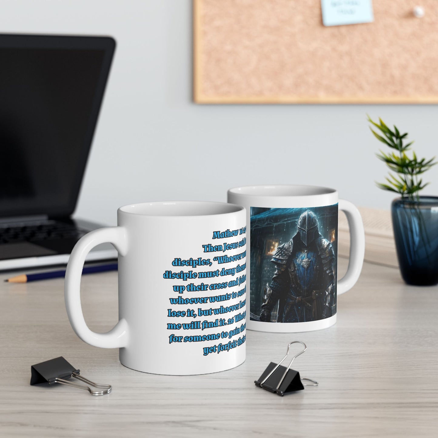 Bible Scripture Coffee Cup Ceramic Mug 11oz Medieval Knight