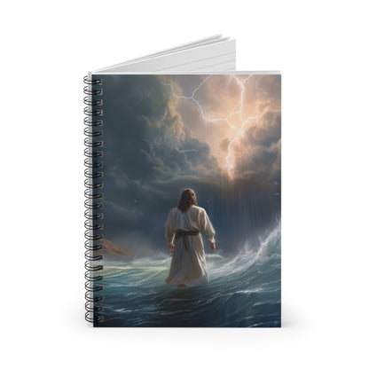 Jesus Walks On Water Blank Spiral Notebook - Ruled Line Bible Notes