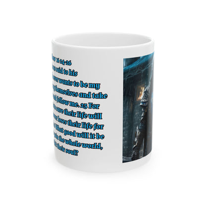 Bible Scripture Coffee Cup Ceramic Mug 11oz Medieval Knight