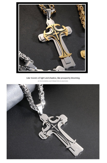 Men's Stainless Steel Trinity Cross Necklace