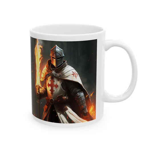 Knight with flaming sword Coffee Ceramic Mug 11oz Bible verse