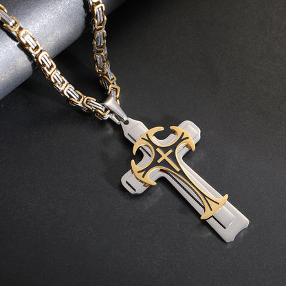 Men's Stainless Steel Trinity Cross Necklace