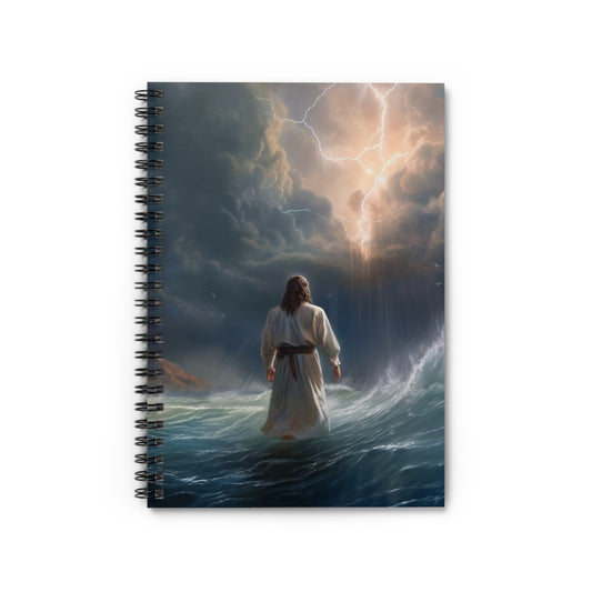 Jesus Walks On Water Blank Spiral Notebook - Ruled Line Bible Notes