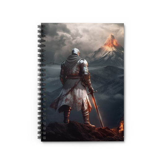 Knight Blank Spiral Notebook - Ruled Line Bible Notes Black sword