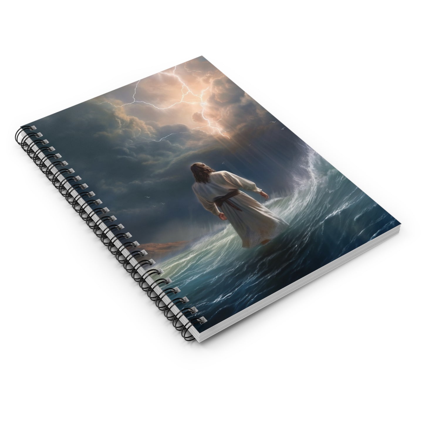 Jesus Walks On Water Blank Spiral Notebook - Ruled Line Bible Notes