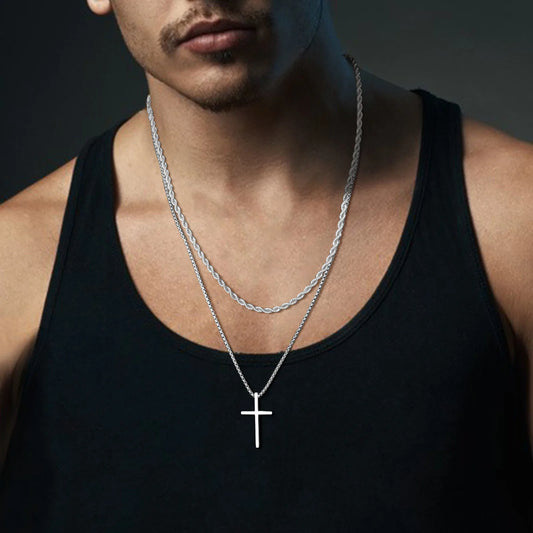 Vnox Cross Necklace for Men