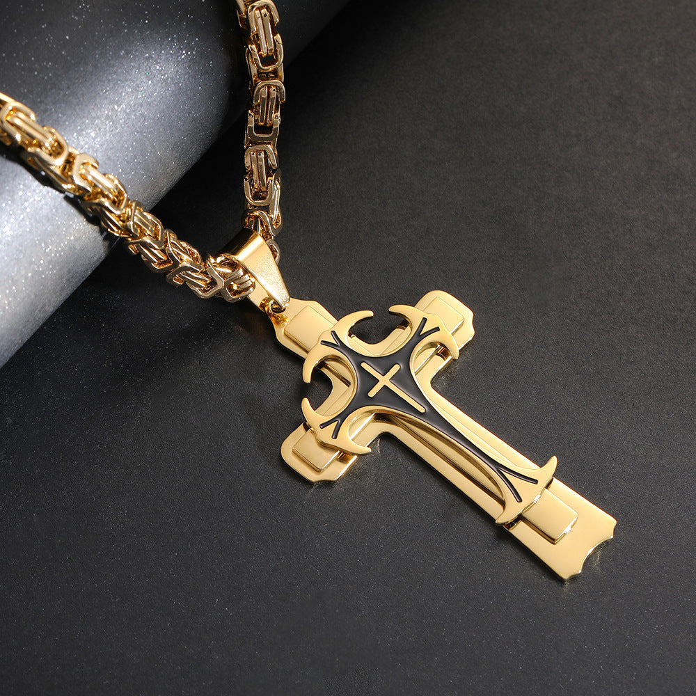 Men's Stainless Steel Trinity Cross Necklace