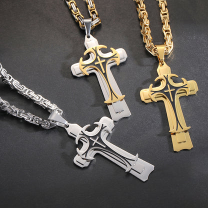 Men's Stainless Steel Trinity Cross Necklace