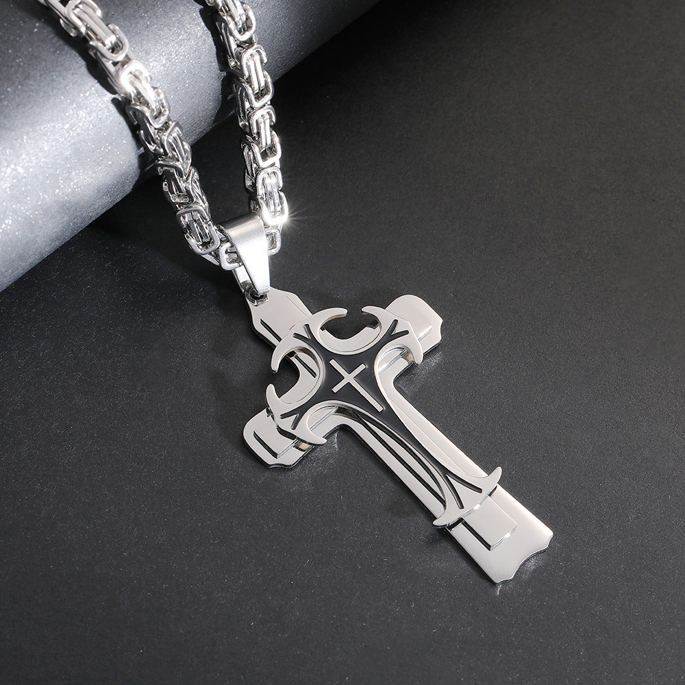 Men's Stainless Steel Trinity Cross Necklace